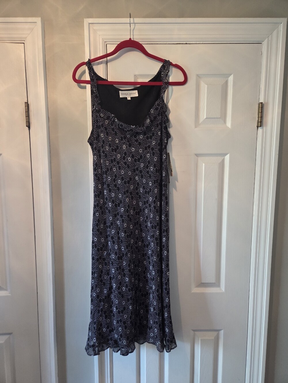 Donna Ricco Black and White Floral Midi Slip Dress NWT
